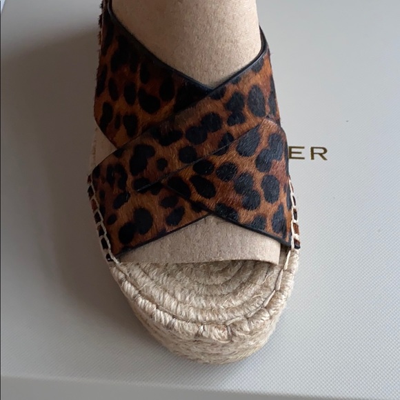 NIB Marc Fisher Amari Leopard Calf Hair Espadrille Wedge Sandal 7.5 - Picture 6 of 8